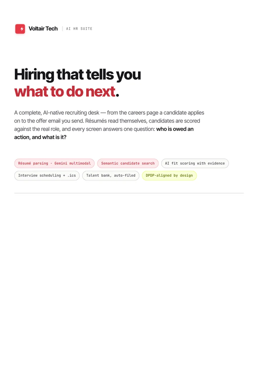 Voltair AI HR Suite brochure cover