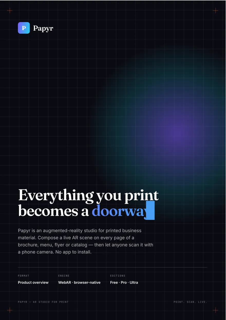 Papyr AR studio brochure cover